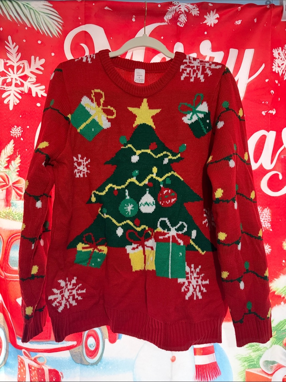 Red Christmas Tree Knit Sweater